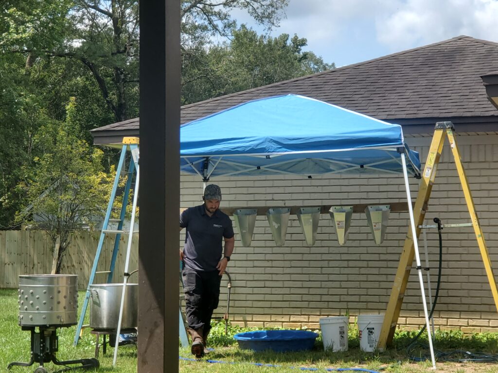 slaughter set up for meat chickens