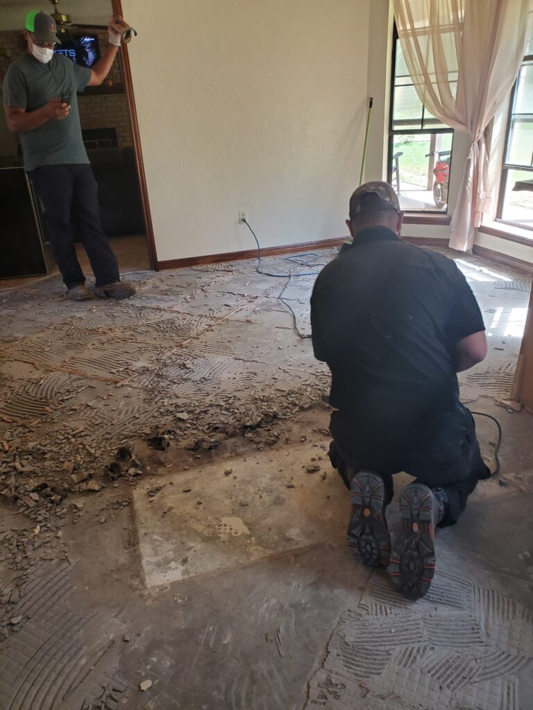 tile removal for our kitchen remodel