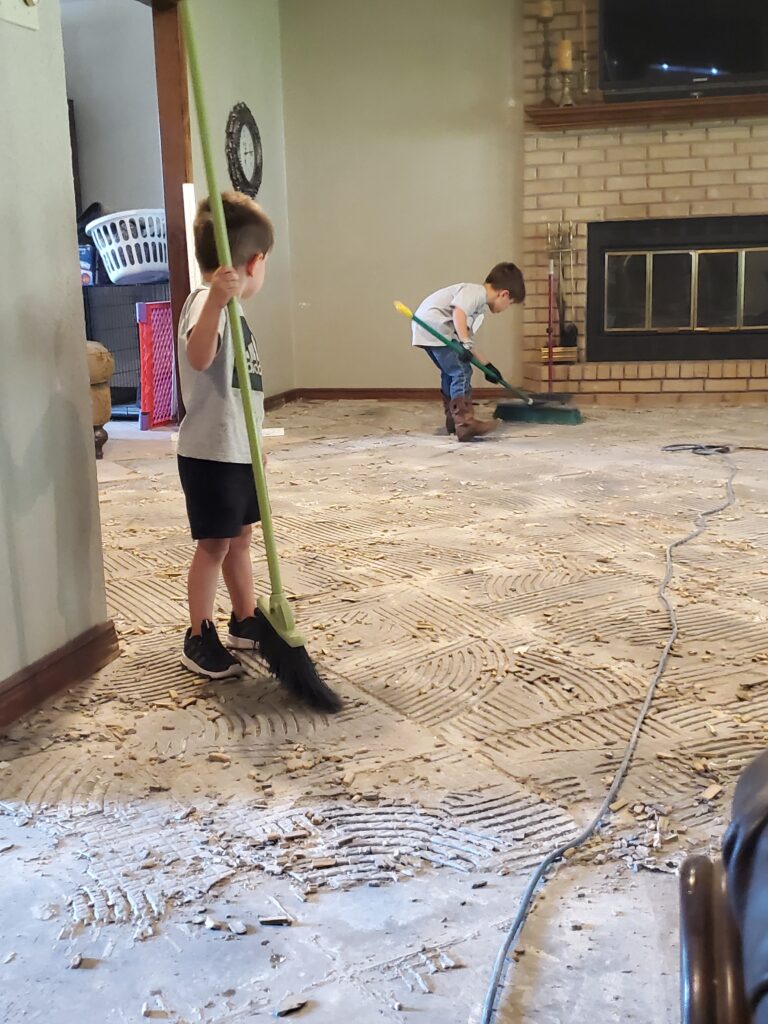 cleaning up thin set for our kitchen remodel