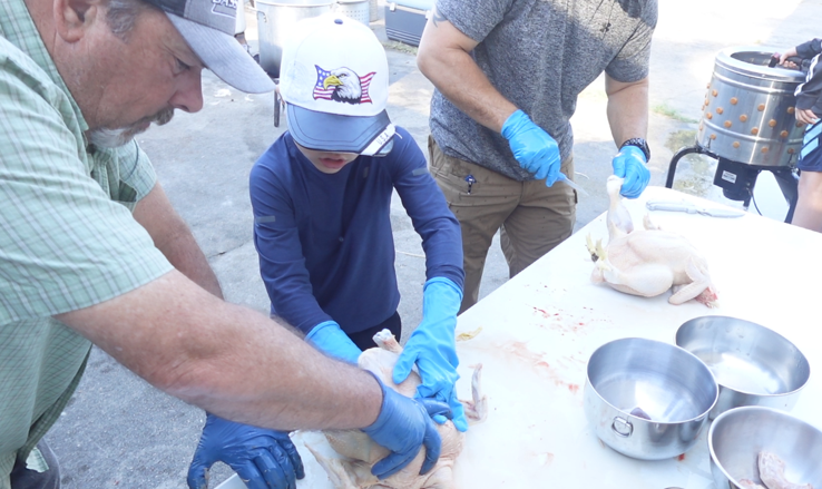 butchering chickens